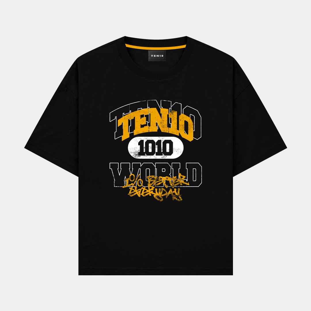 Black and Yellow 1% Better Everyday heavyweight tee from Ten10.