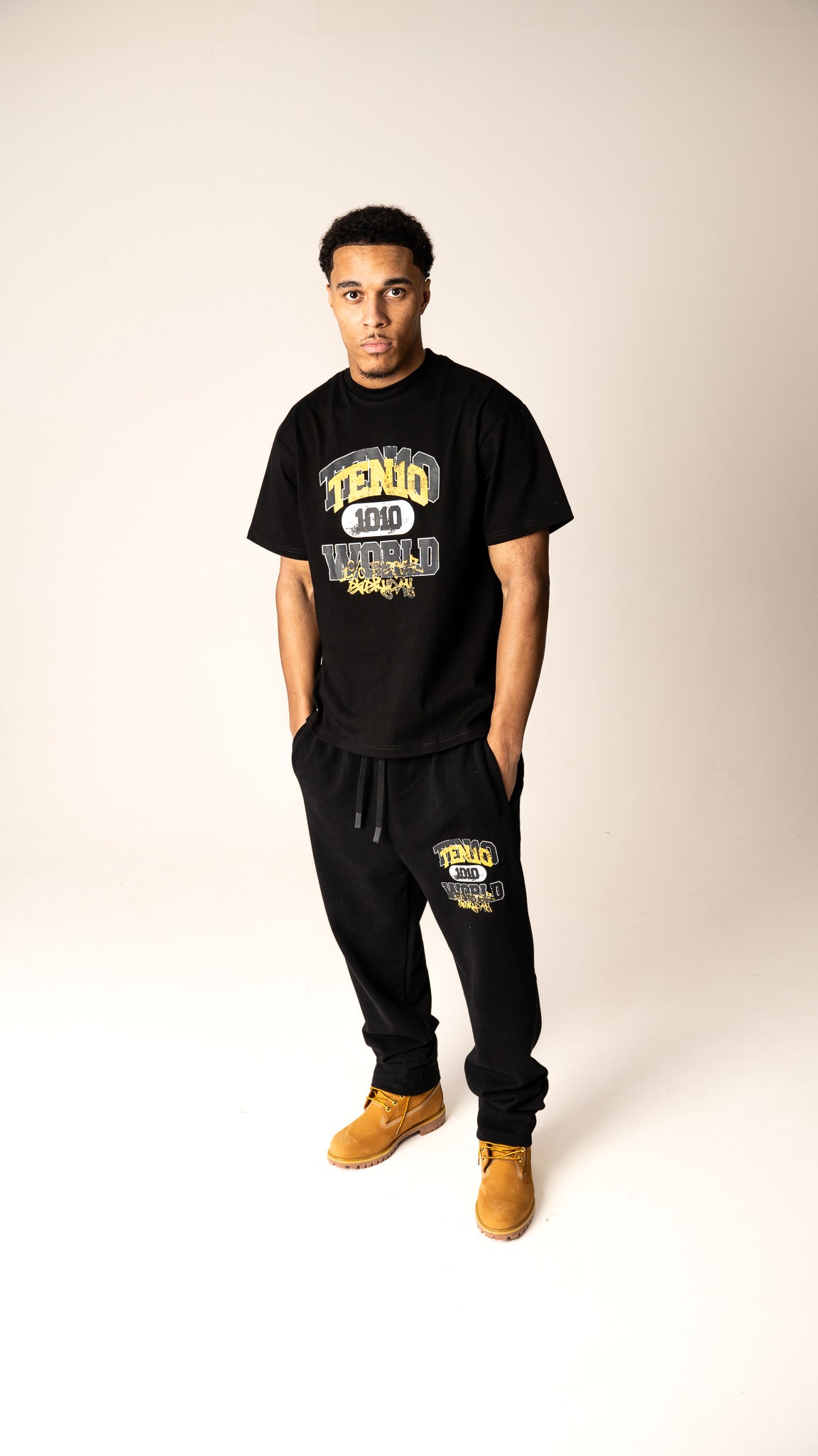 Black and Yellow 1% Better Everyday heavyweight tracksuit from Ten10